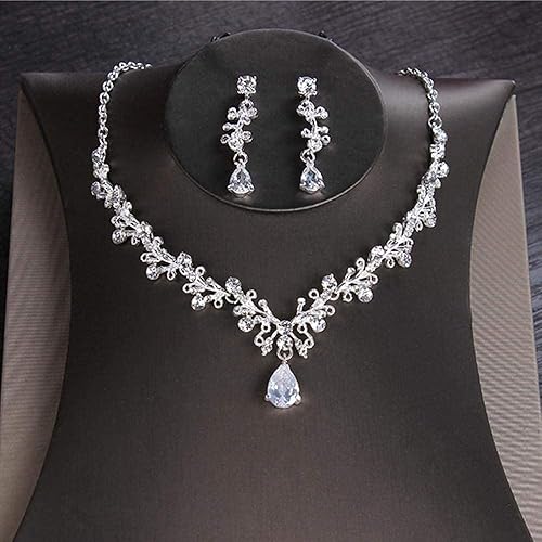 Miniatura 5 de Hair Crowns for Women Luxury Crystal Heart Bridal Jewelry Set Rhinestone Crown Tiaras Earrings Choker Necklace Set Wedd