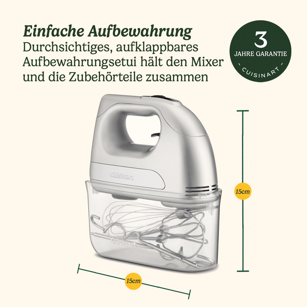 Cuisinart Power Advantage 7-Gang-Handmixer | Schneebesen | Knethaken | Rührbesen aus Edelstahl | 7 Geschwindigkeiten | 200W Motor | Aufsteckbarer Aufbewahrungskoffer | Elektrischer Handmixer, Silber