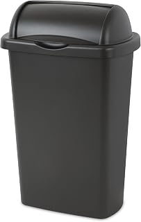 13 Gallon Trash Can with Lid, Hands-Free Easy Open & Removable Bucket, Odor-Proof Roll Top Lid Kitchen Wastebasket, 50L Large Garbage Bin for Home, Office, Bathroom, Black
