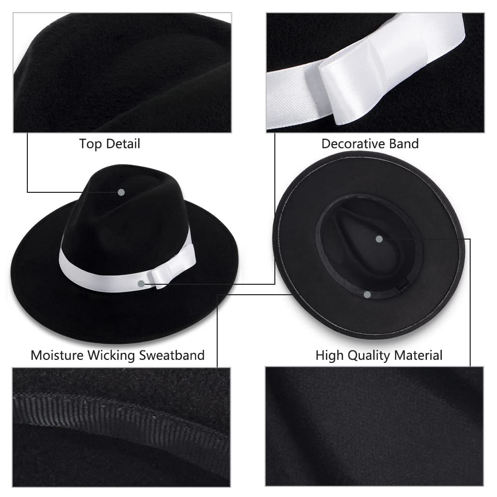 BABEYOND 1920s Gatsby Panama Fedora Hat Cap for Men Women Unisex Gatsby