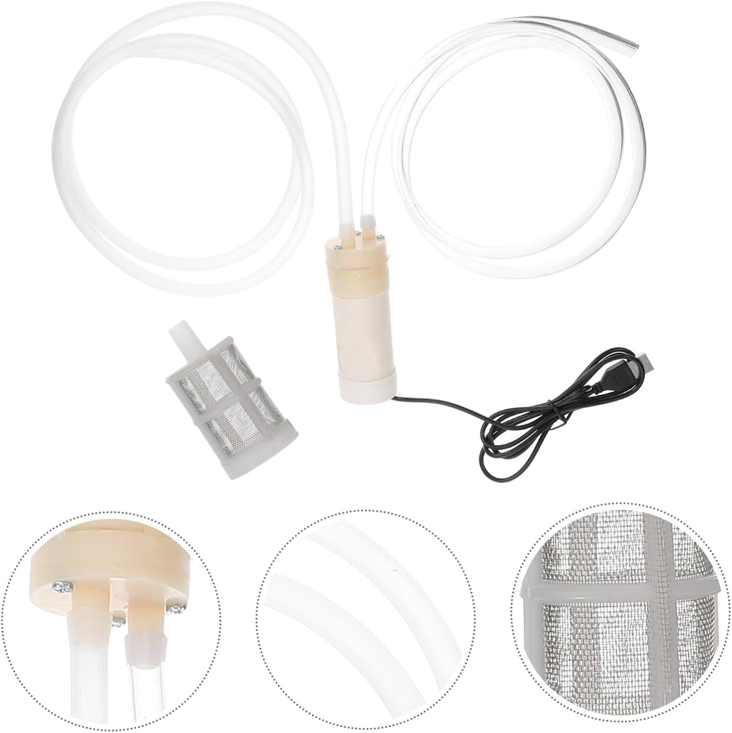 Small Sump Pump Mini Water Pump for Efficient Water Drainage from Balconies and Terraces Usb Casing with Outlet Stainless Steel Mesh Filter Energy-saving Design
