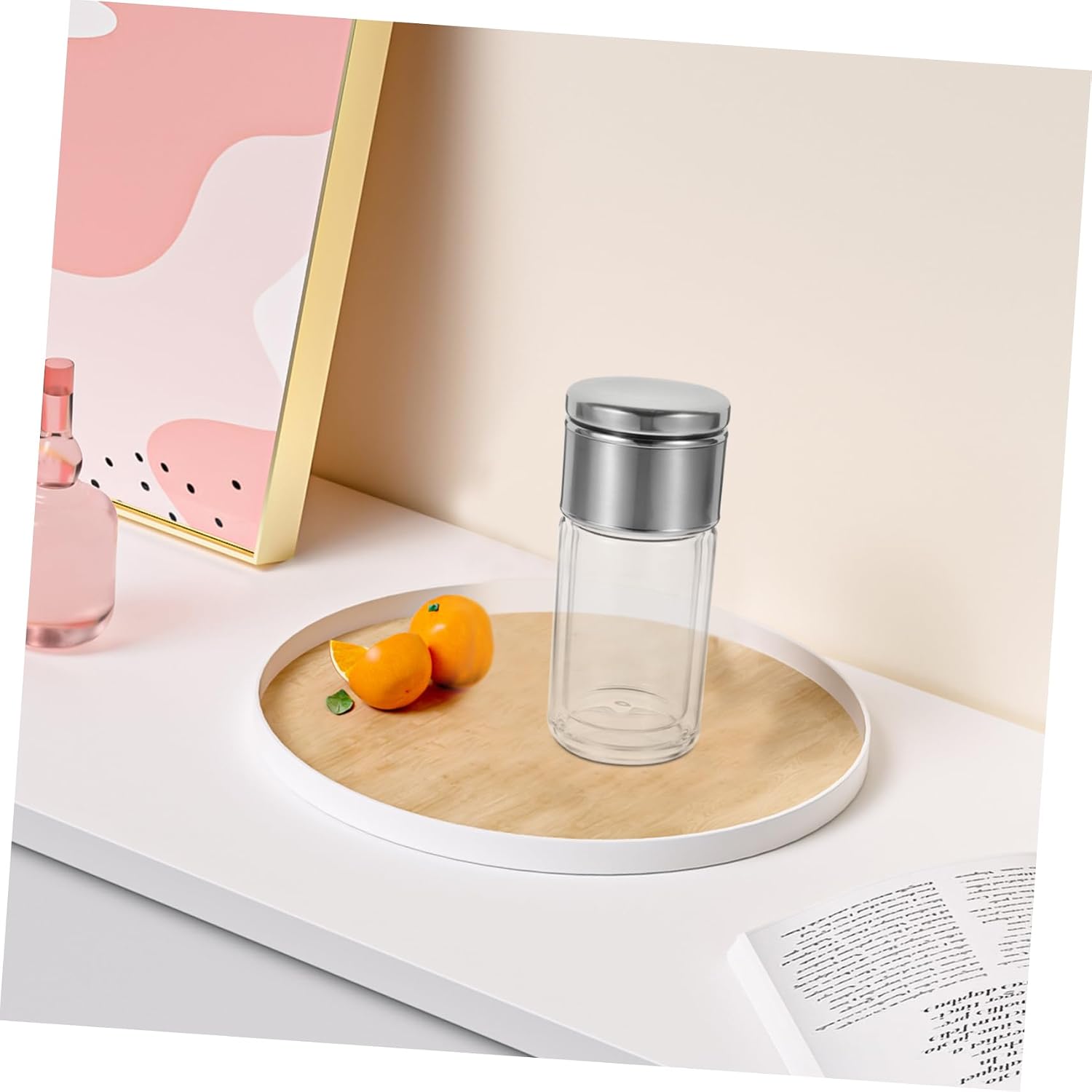 1pc Double Layer Glass Tea Tumbler Lid Leak Insulated Water Bottle for Tea Lovers Travel Cup for Office and Home Use