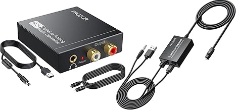 PROZOR 2-in-1 Set Digital/Analog Audio Converter,192kHz Optical/Coaxial to RCA DAC & 3.5mm Jack to Optical SPDIF Adapter for Connecting PC, Laptop, TV, PS4, Projectors to Soundbar, Amplif