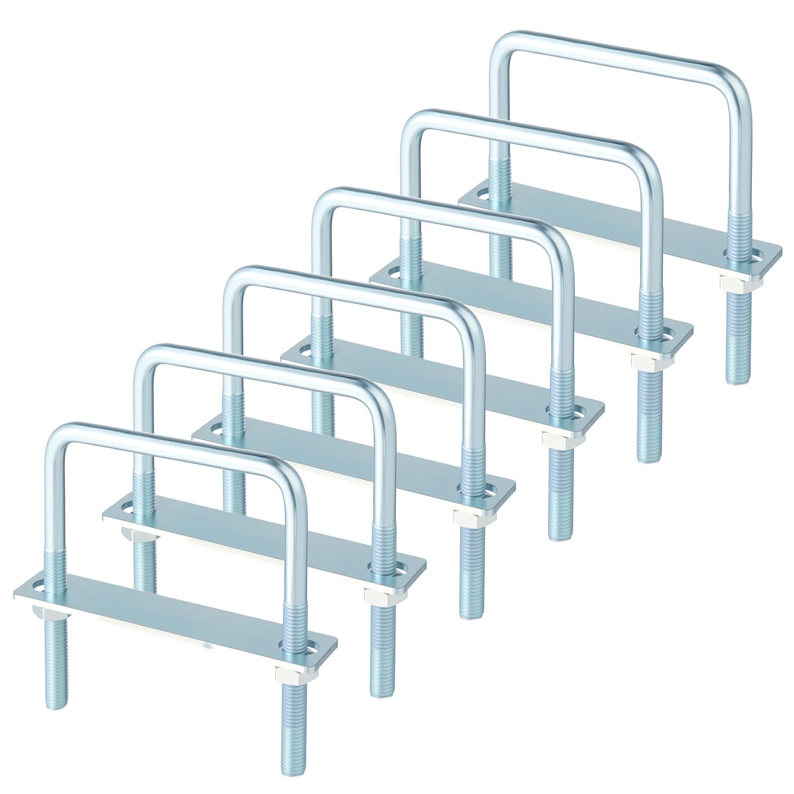 AOKLIT 6 Pcs U Bolts 4 Inch Wide Zinc Plated, 3/8" x 4" x 5" Square U Bolt Carbon Steel for Sailboat Trailers, Tube, Industrial Supplies