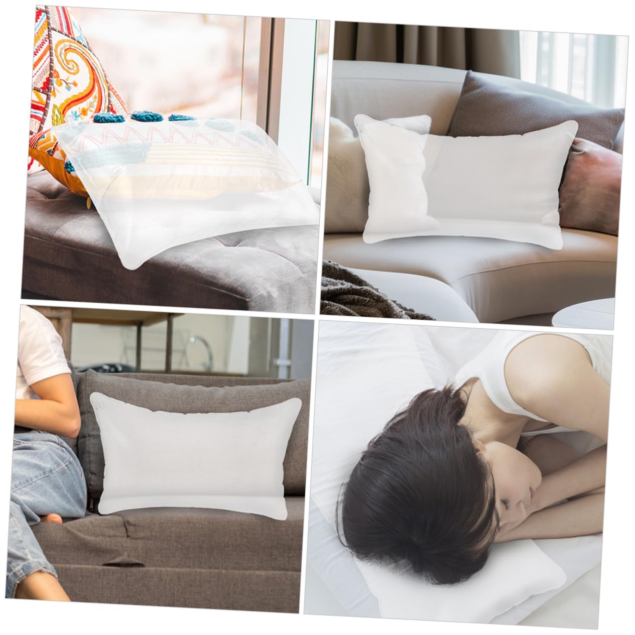 UKCOCO 3pièces Oreiller Gonflable Transparent Portable Coussin pour Camping Et Voyage Support Confortable pour Détente Extérieur