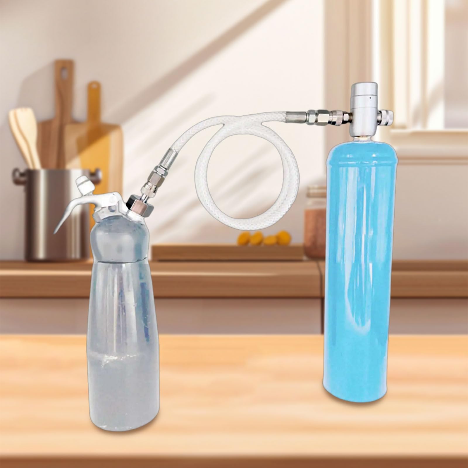 Valvole di regolazione della pressione per panna montata con tubo flessibile e adattatore per cilindri crema da 2,20 L/2,20 L/3,3 L/80 G/615 G/640 G