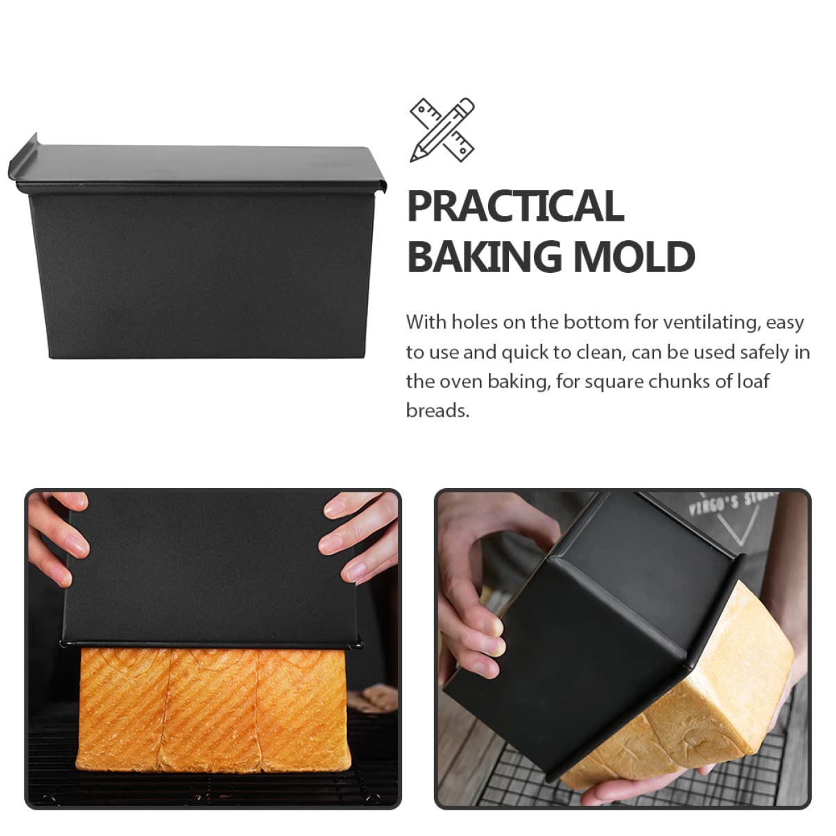 ABOOFAN Teglia Per Plumcake Con Coperchio Stampo Da Forno Coperchio Antiaderente Per Toast Stampo Per Pane Tostato e Torta Facile Da Pulire e Resistente