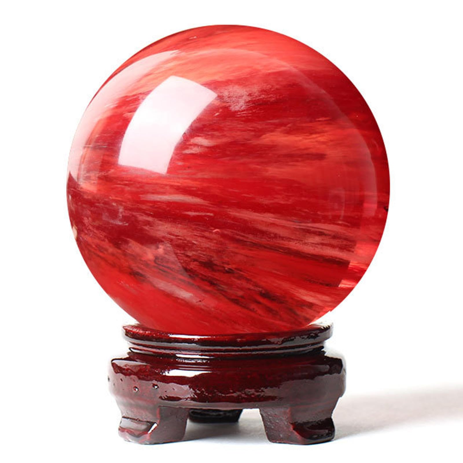 Sphère en cristal de cinabre rouge ornement de luxe pour cabinet d'étude - 5