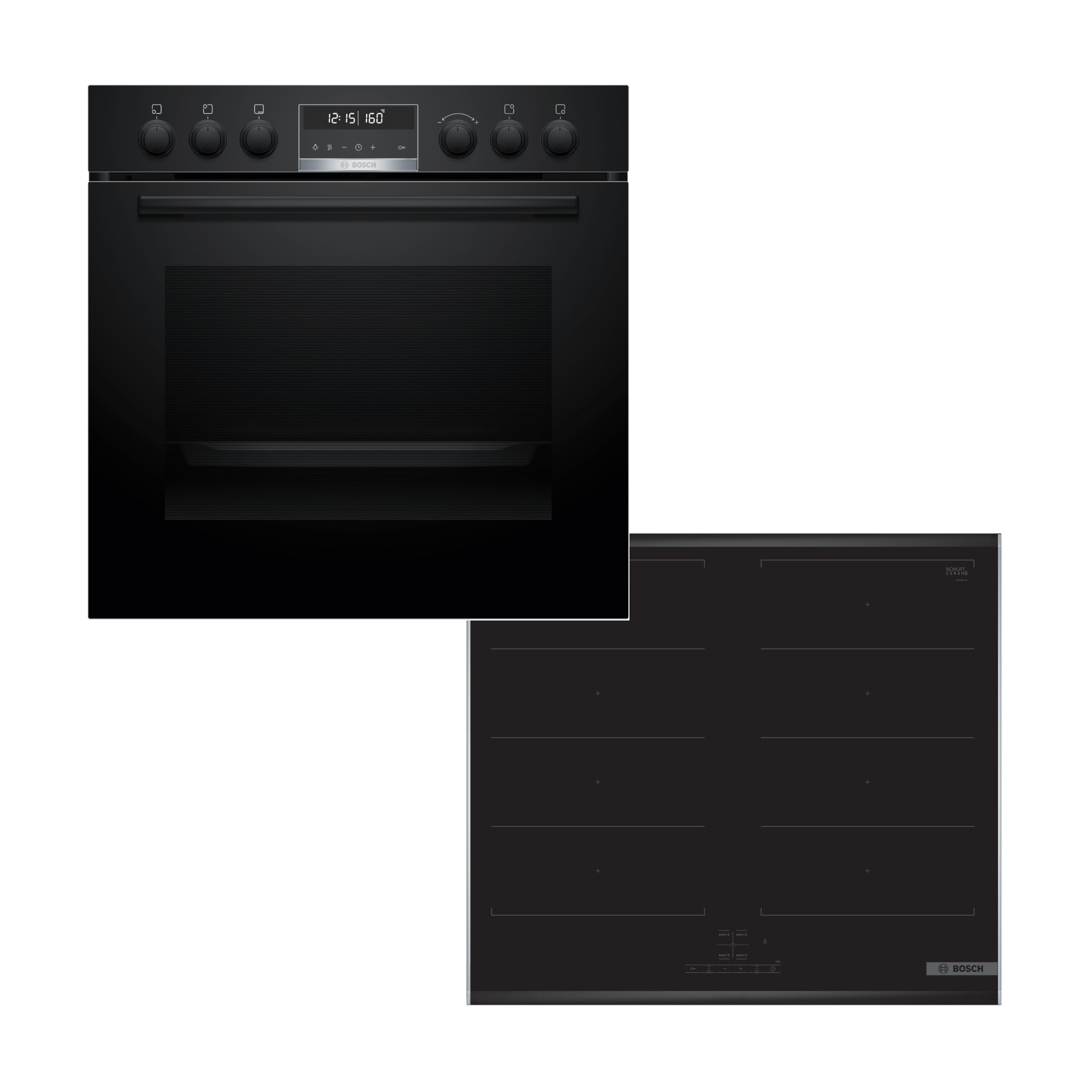 Bosch Einbauherd-Set HND679LS67 Serie 6 60 cm Pyrolyse-Selbstreinigung 3D-Heißluft HEB578BB4 Serie 4 Induktionskochfeld Flex Induction NXX675CB5E