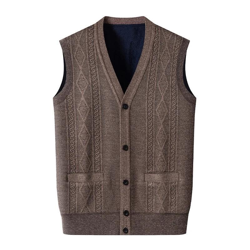 Men's Sweater Vest V-Neck Sleeveless Knitted Cardigan Solid Color Knitted Sleeveless Vest2