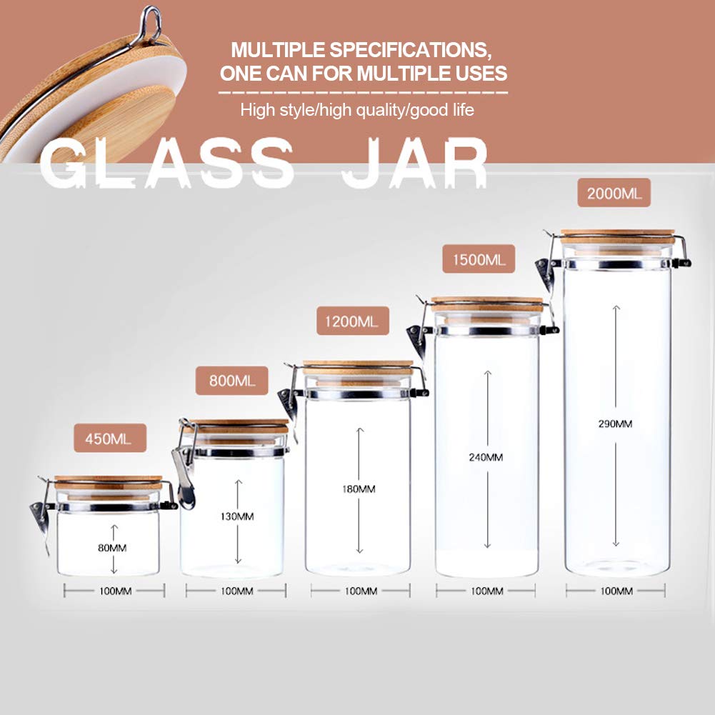 Vorratsdosen aus Glas, mit Bambusdeckel, luftdicht, Küchenbehälter für Lebensmittel, Vorratsdosen-Set für Tee, Kaffee, Snacks, 1200 ml, 3 Stück