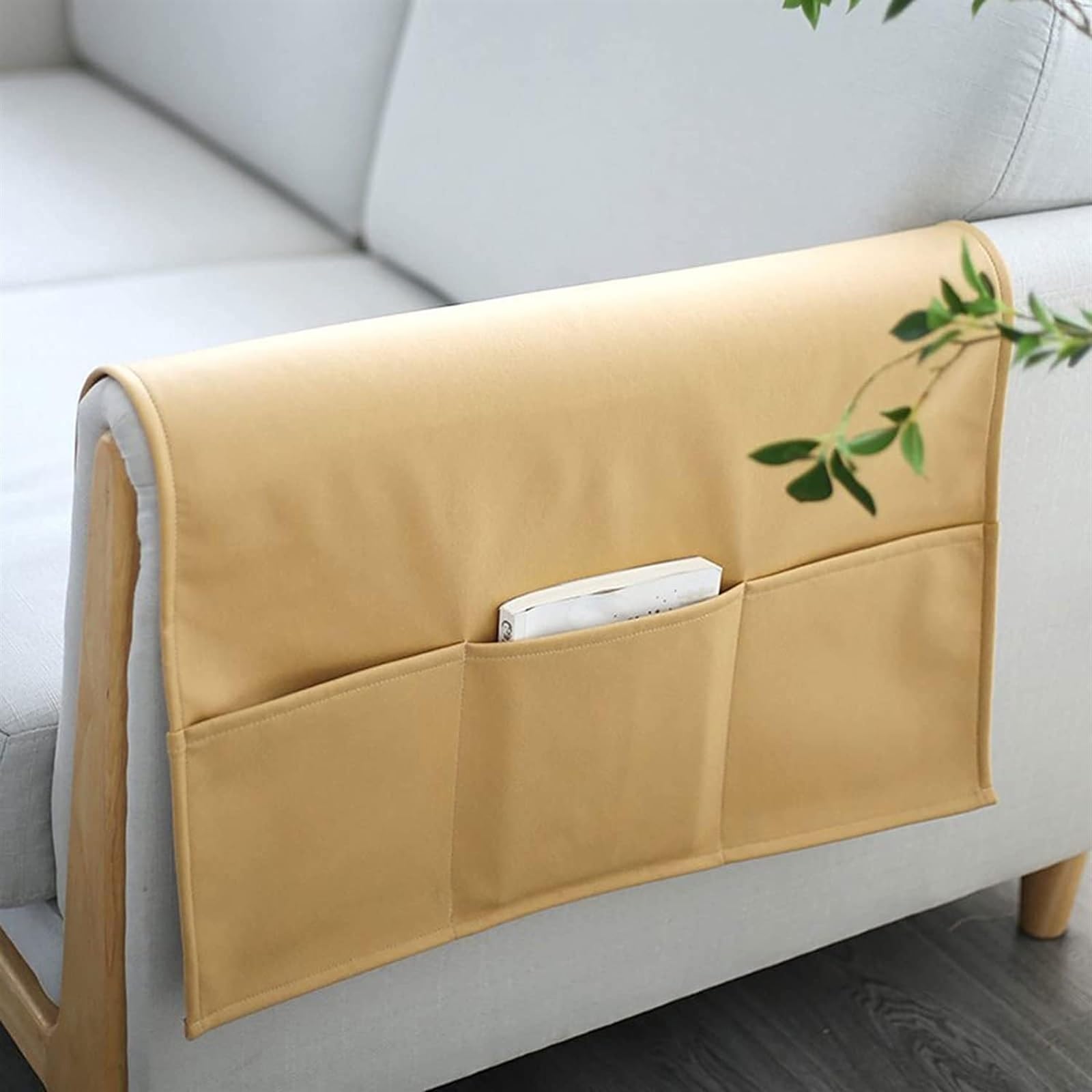 Organiseur multicolore pour accoudoir de canapé avec 4 poches de rangement de chevet pour canapé, 80 x 110 cm, parfait pour les collations à distance et les essentiels Jaune
