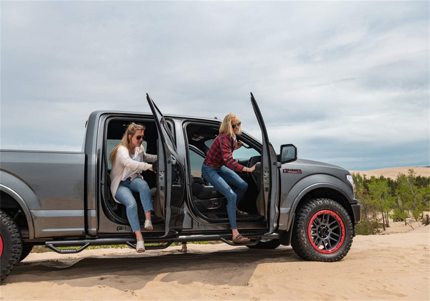 N-Fab Nerf Steps | Textured Black, Wheel-to-Wheel w/ Bed Access | F99100QC-6-TX | Fits 1999-2016 Ford F-250 / F-350 Super Duty SuperCab 8' Long Bed, SRW / DRW Gas / Diesel