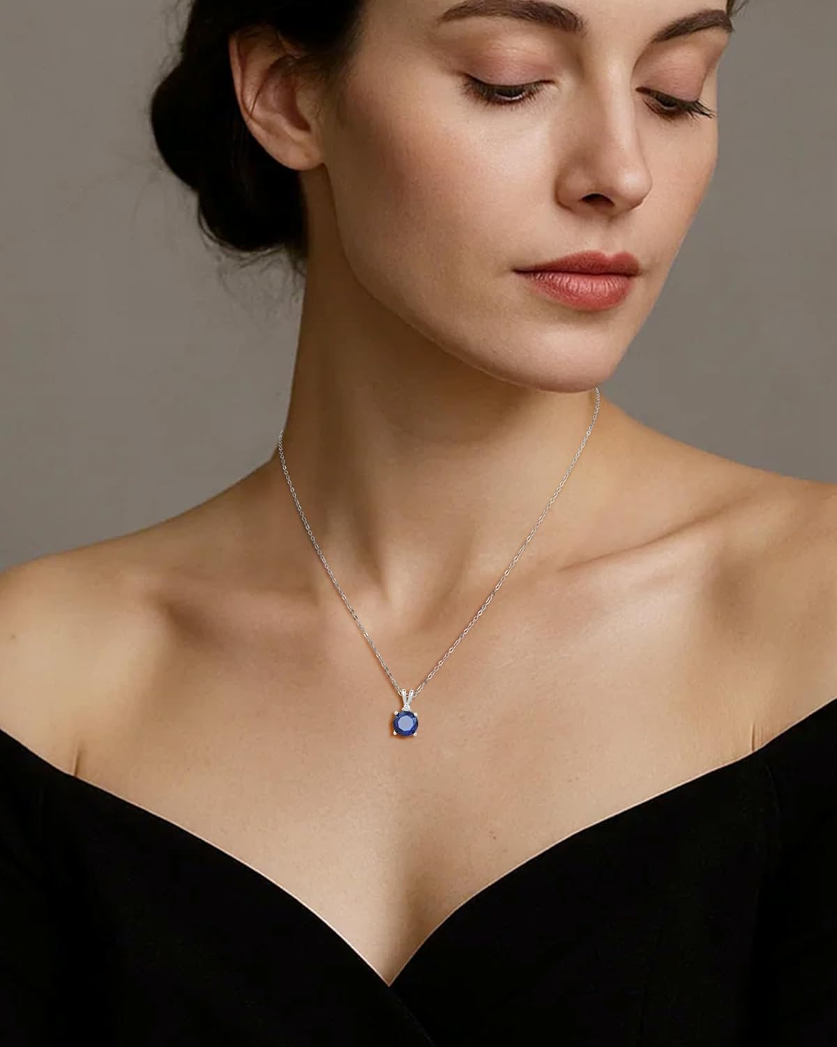 8mm Round Cubic Zirconia Sterling Silver Necklace Dainty Necklace Birthstone Jewelry Pendant Necklaces for Women - Image 2