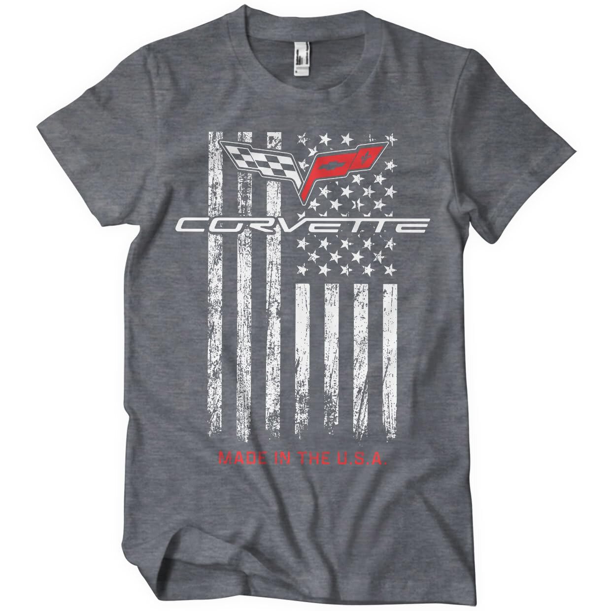 Chevrolet Men's Dark-Heather Officially Licensed Corvette - Made In The Usa T-Shirt (Dark-Heather), Medium
