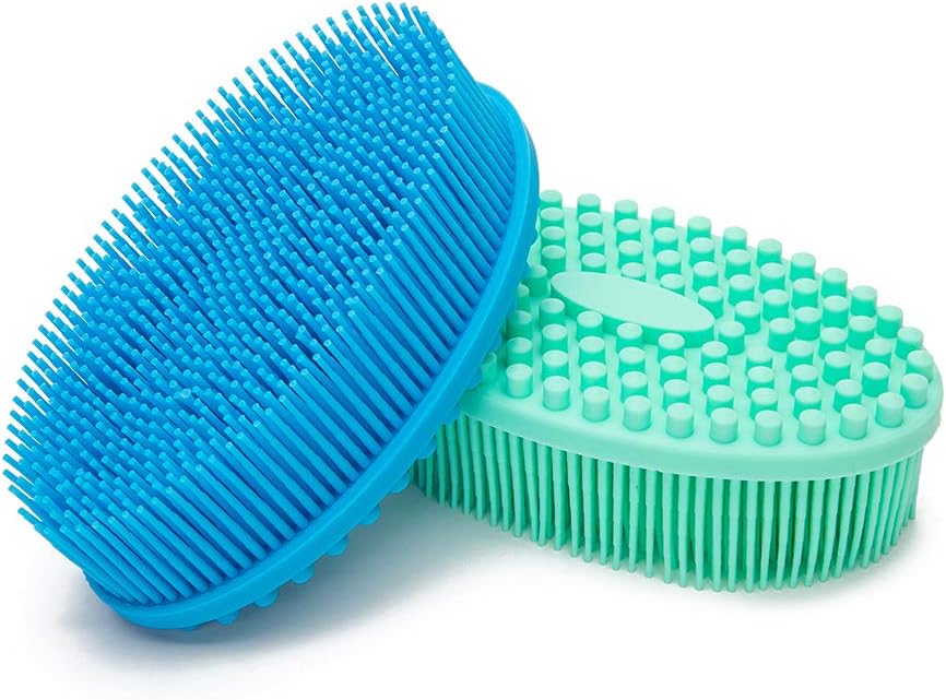 Agirlvct 2 Pack Silicone Loofah Body Scrubber, Soft Rubber