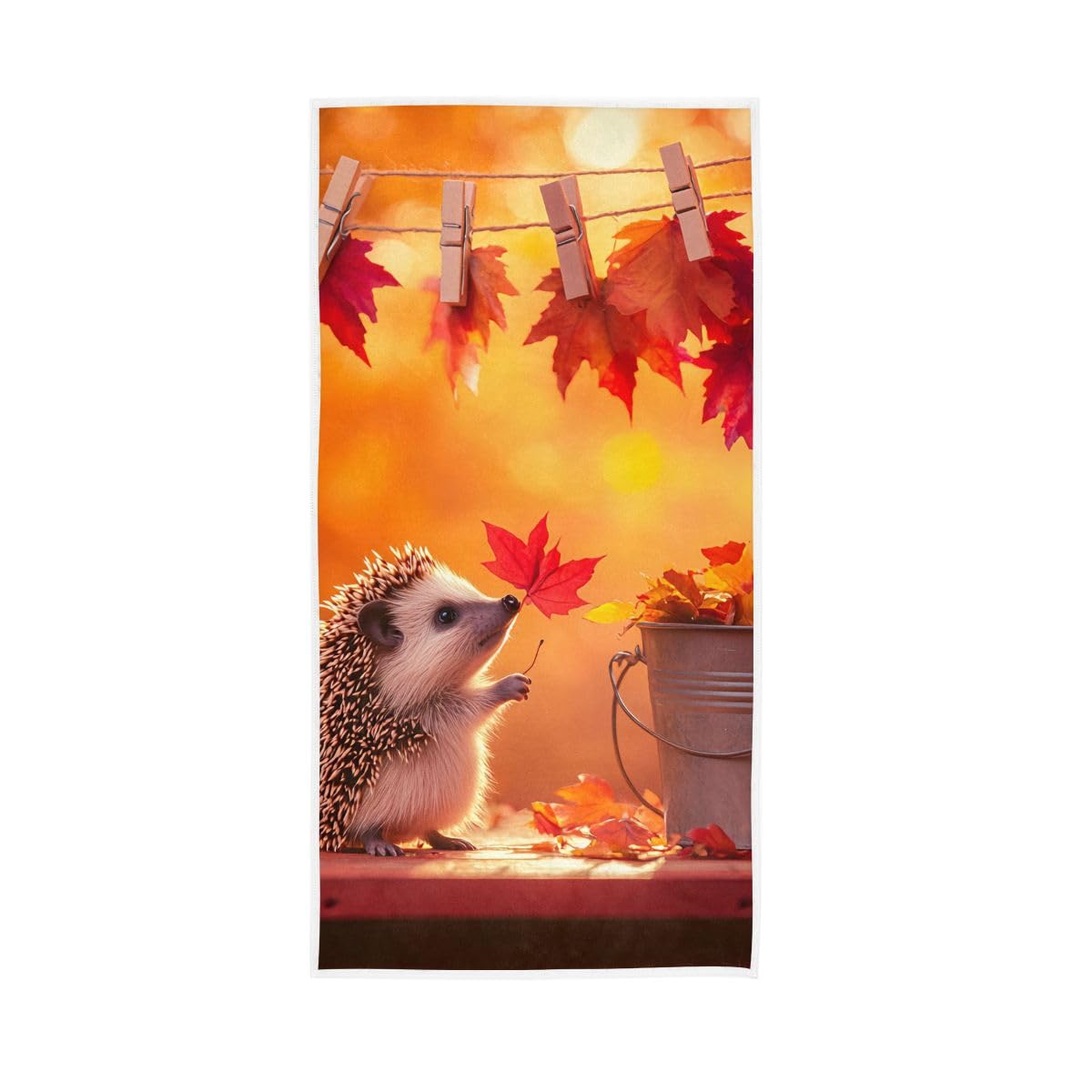 HUYGD Cute Little Hedgehog Bathroom Hand Towels Decorative, Hand Towels for Bathroom, Travel, Camp, Hotel, Spa 15 x 30 Inches