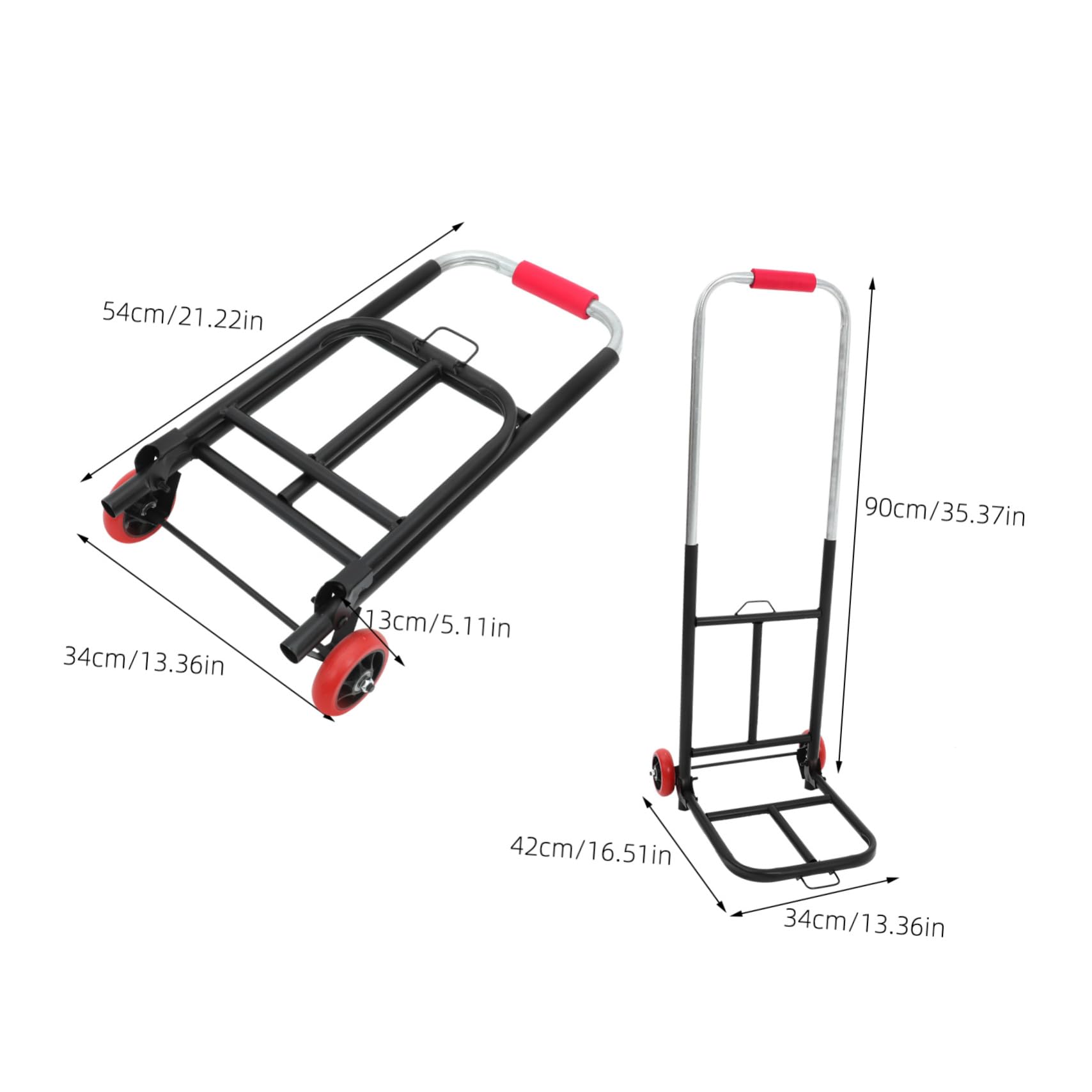 Carrito Plegable Negro de Hierro y PU Asa Ajustable