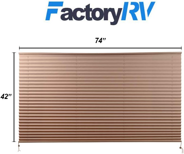 Camper Comfort Cappuccino RV Pleated Shades | Camper Blinds | RV Privacy Blinds | RV Solar Shade| Motor-Coach Shade (74" X 42")
