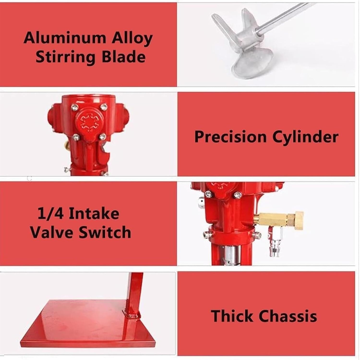 Pneumatic paint mixer, paint mixer, table top air agitator for paint coating viscous liquid ink