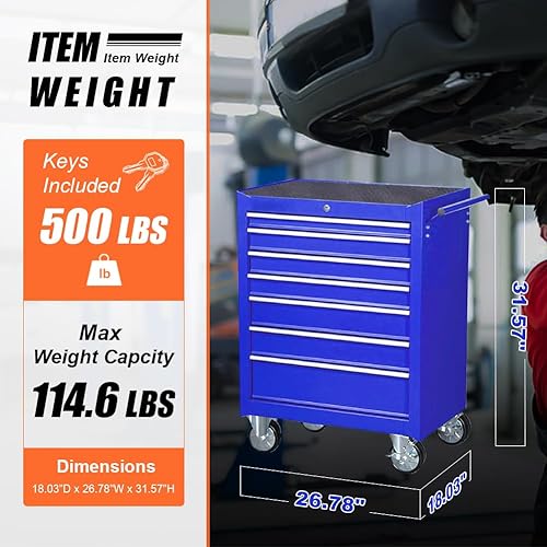 Miniatura 3 de Organizador de herramientas de taller de garaje rodante, caja de herramientas de 6 cajones, armario de almacenamiento de herramientas para