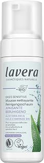 lavera Grundläggande känsligt rengöringsskum, naturkosmetika, vegansk, aloe vera och ekologisk mandelolja, ansiktsrengöring, naturlig rengöringsformel, 1 x 150 ml