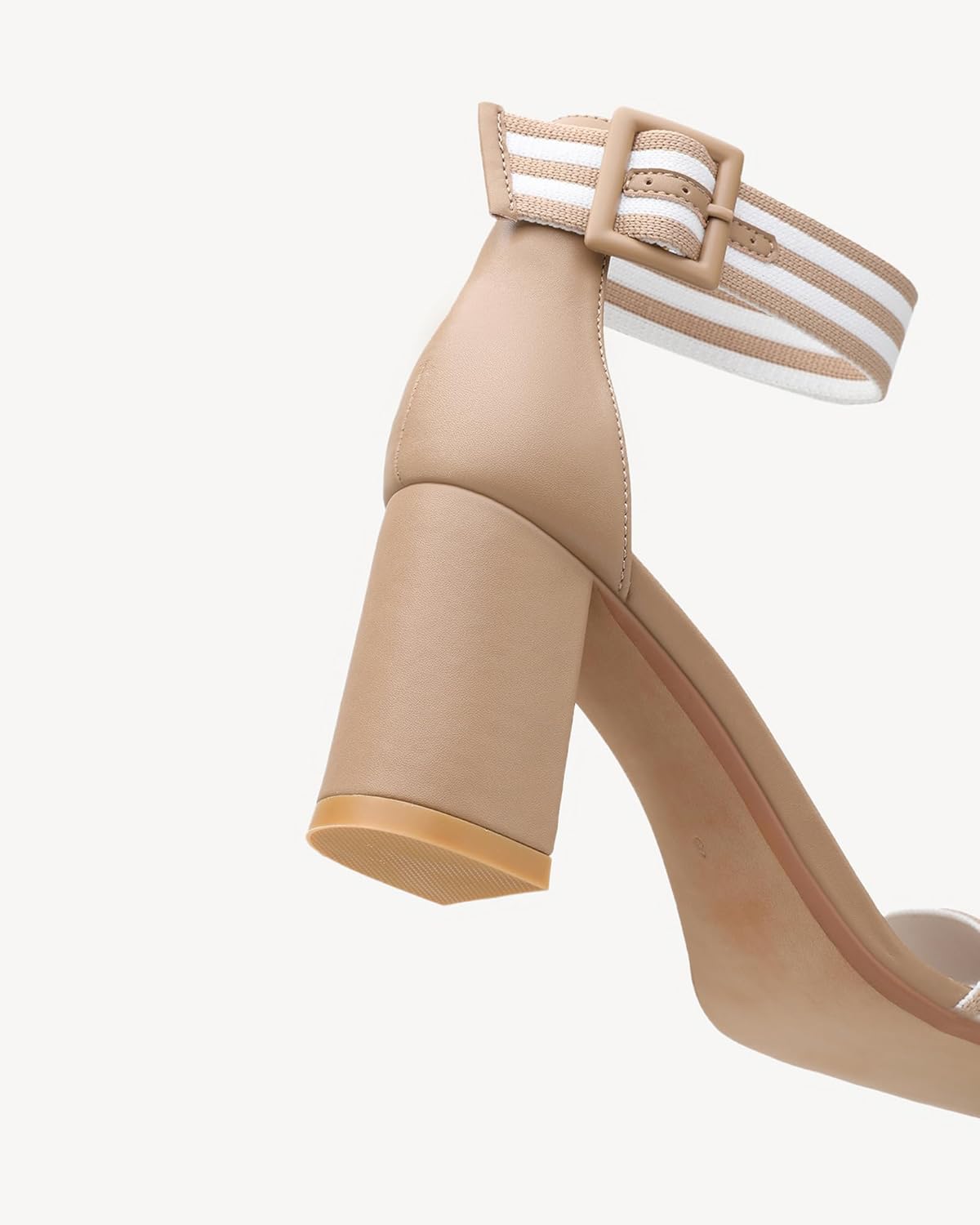 NEWBELLA Women's Chunky Block Heel Sandals - Square Open Toe Ankle Strap High Heels for Wedding, Prom, Party & Date Night (Apricot-2, Adult, Women, 10, Numeric, US Footwear Size System, Medium) - Image 5