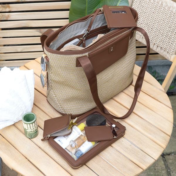 Sac fourre-tout en raphia brun clair Stackers tressé à la main
