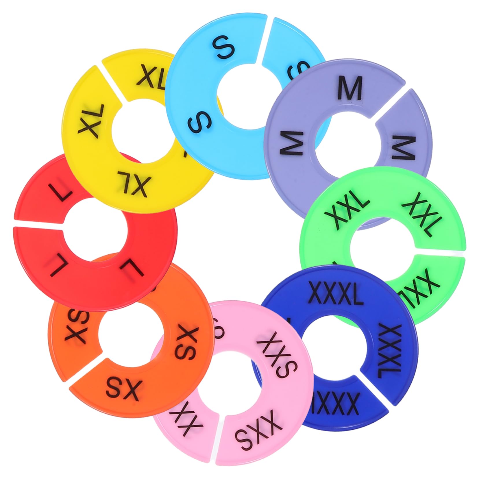 Ciieeo 8pcs Round Plastic Closet Dividers for Clothes Organization Clothing Rack Tags for Easy Wardrobe Sorting and Management Reusable Hanger Separators Fits XXS