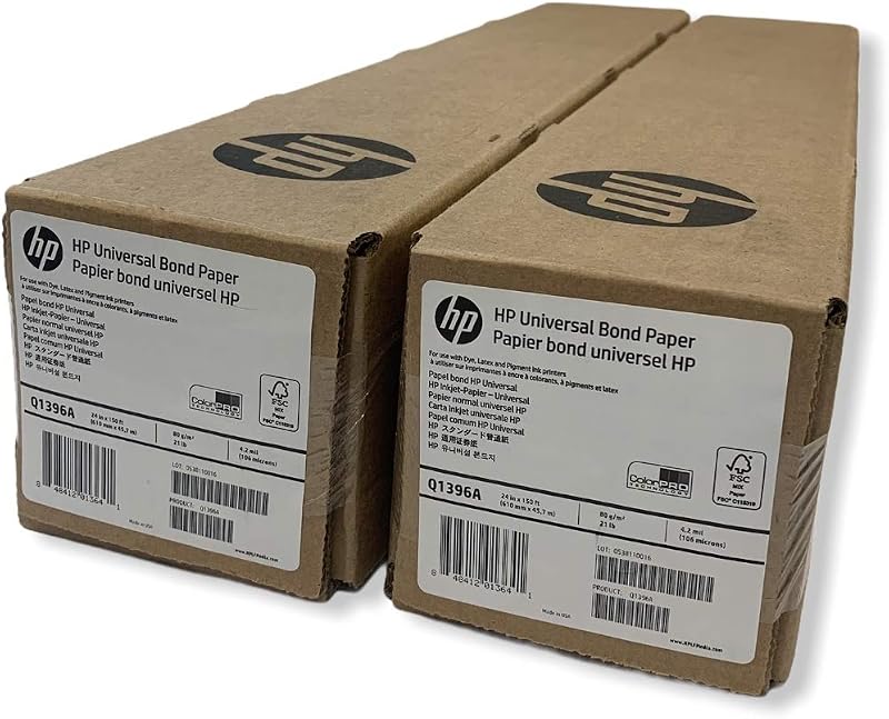 Papel Bond universal HP, paquete de 2 rollos (24" x 150')