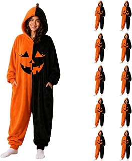 Halloween Silly Onesie Adult Cute Pumpkin Flannel Couple Onesies Pajamas