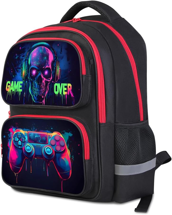 Cartoon Kids Backpack for School - 17 Inch Lightweight Bookbag with 3D Reflective Design & Luminous Safety Strips | Durable 600D Polyester, Adjustable Straps for Ages 6-18 - Image 7