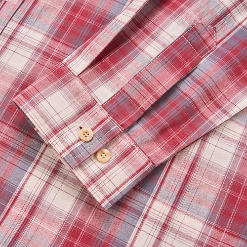 Blu Apparel Men's Checked Shirt Mens Shirts Short Sleeve and Long Sleeve Cotton Casual Shirt for Men (UK, Alpha, XL, Regular, Regular, Red) - Image 2