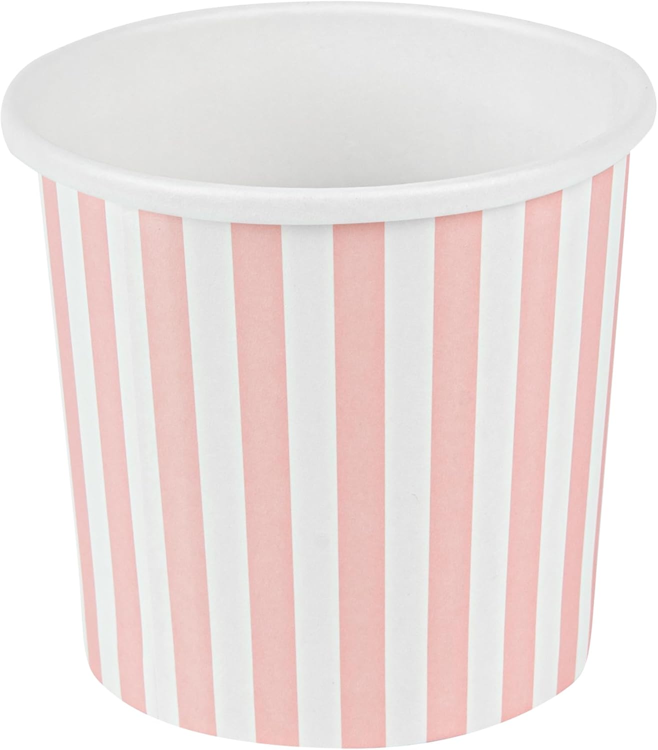 Restaurantware Bio Tek 12 Ounce Soup Containers 200 Durable Soup Bowls - Disposable Sustainable Pink And White Paper Soup Cups Striped Round For Hot Or Cold Foods