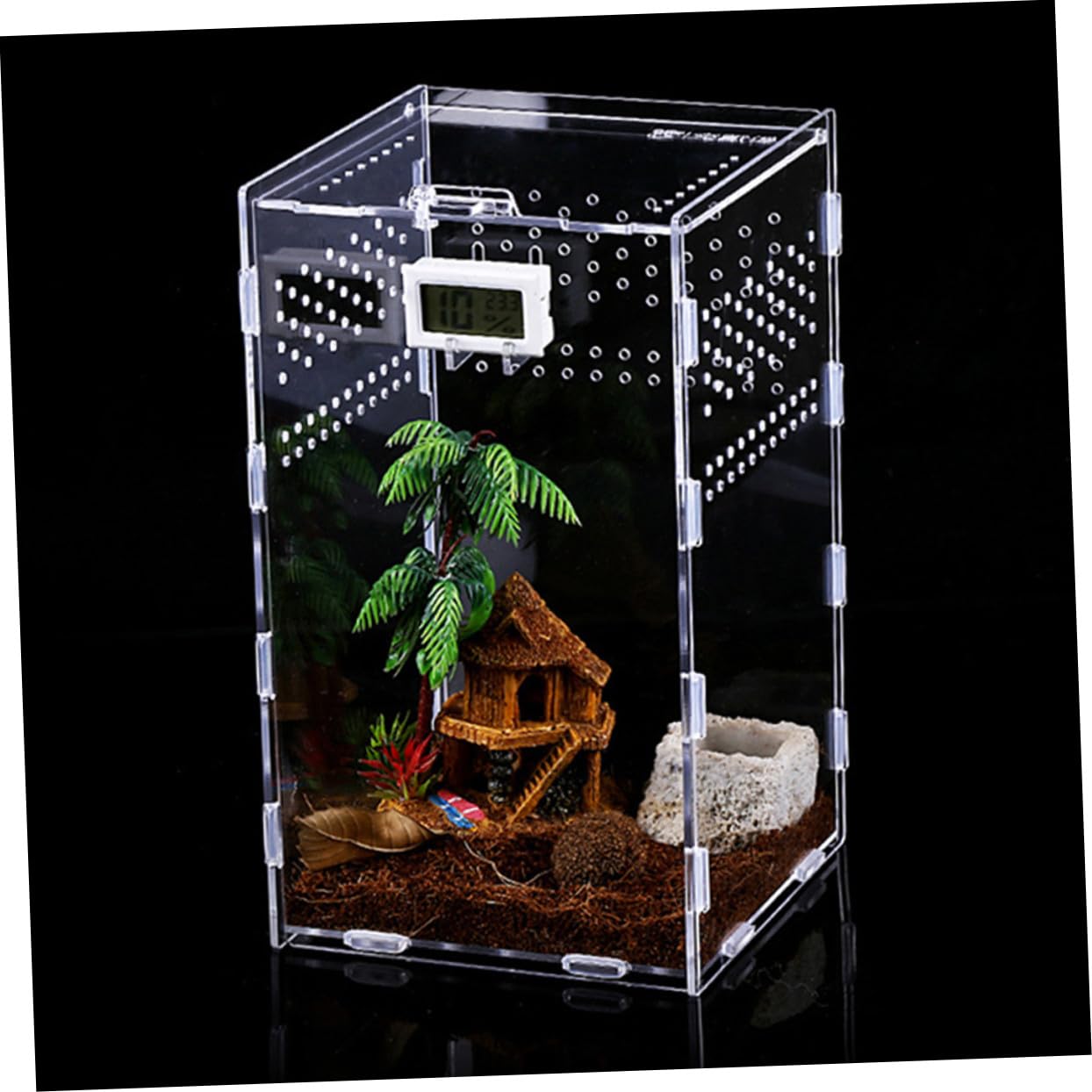 Magnetische Acryl Terrarienbox für Schildkröten und Frösche 360 Grad Klare Durchsichtige Mikro Terrarien für Zucht und Tierpräsentation