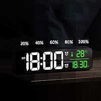 Vista 3 de GULRUH Alarm Clocks, Alarm Clock Digital Clock Temperature Date Display Desktop Mirror Clocks Desk Table Clock (Color White)