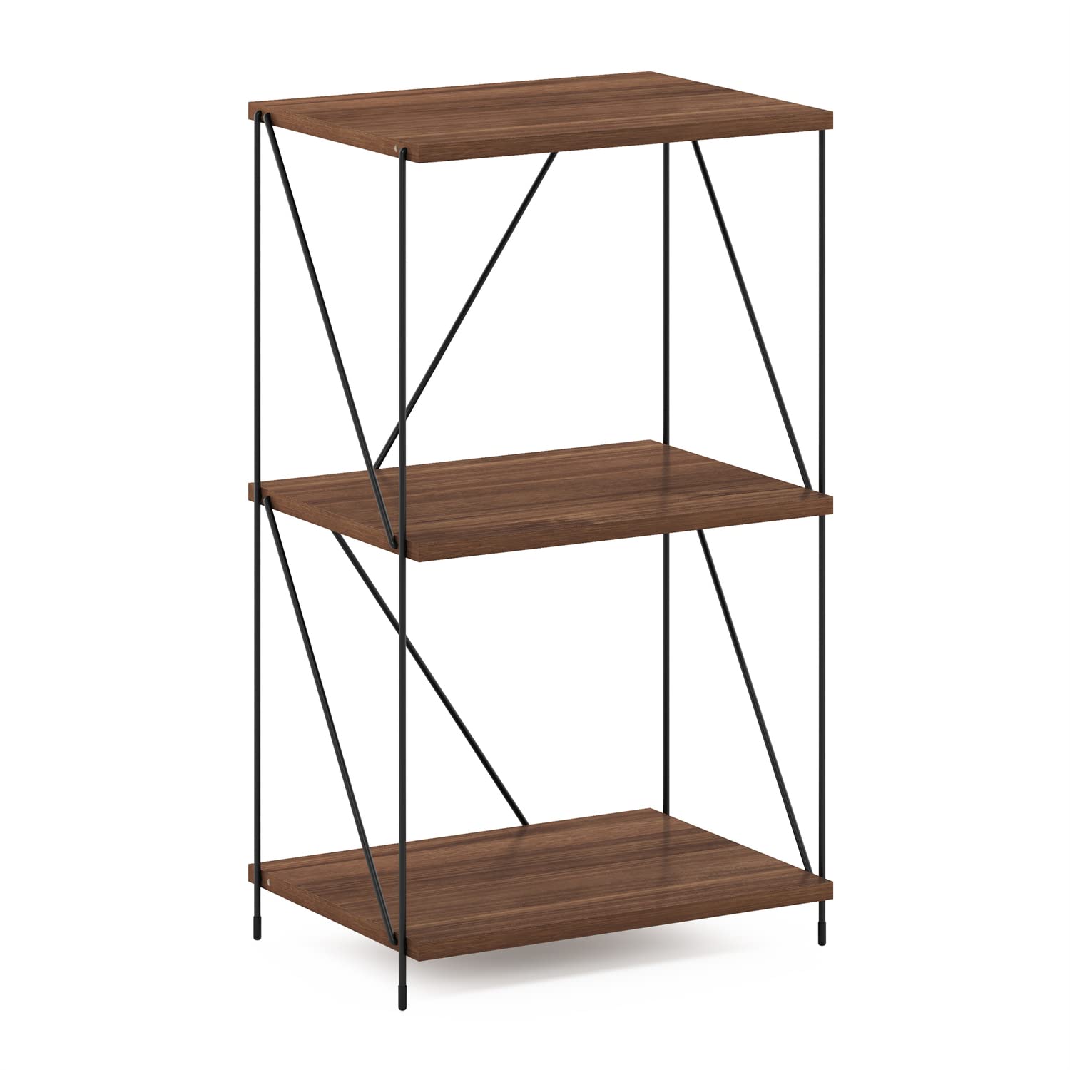 FurinnoBesi 3-Tier Industrial Multipurpose Shelf Display Rack with Metal Frame, Walnut Cove