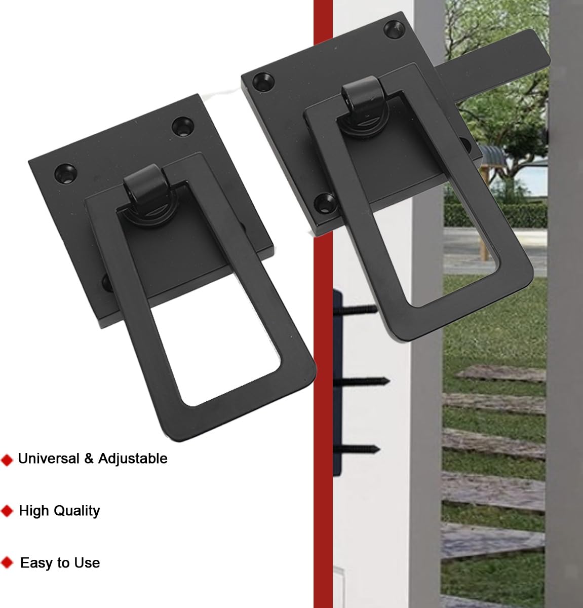 Loquet Porte, Étanche et Résistant à la Corrosion, Noir