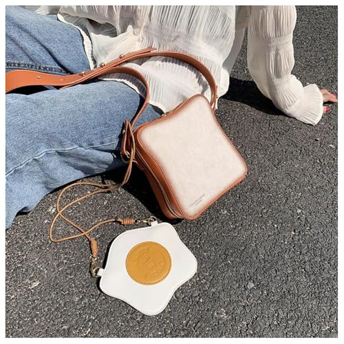 Creative Toast Bread Shape Crossbody Bags, Novelty Purse Messenger Food Pouch，Shoulder Bag Portable Small Pouch (Brown)3