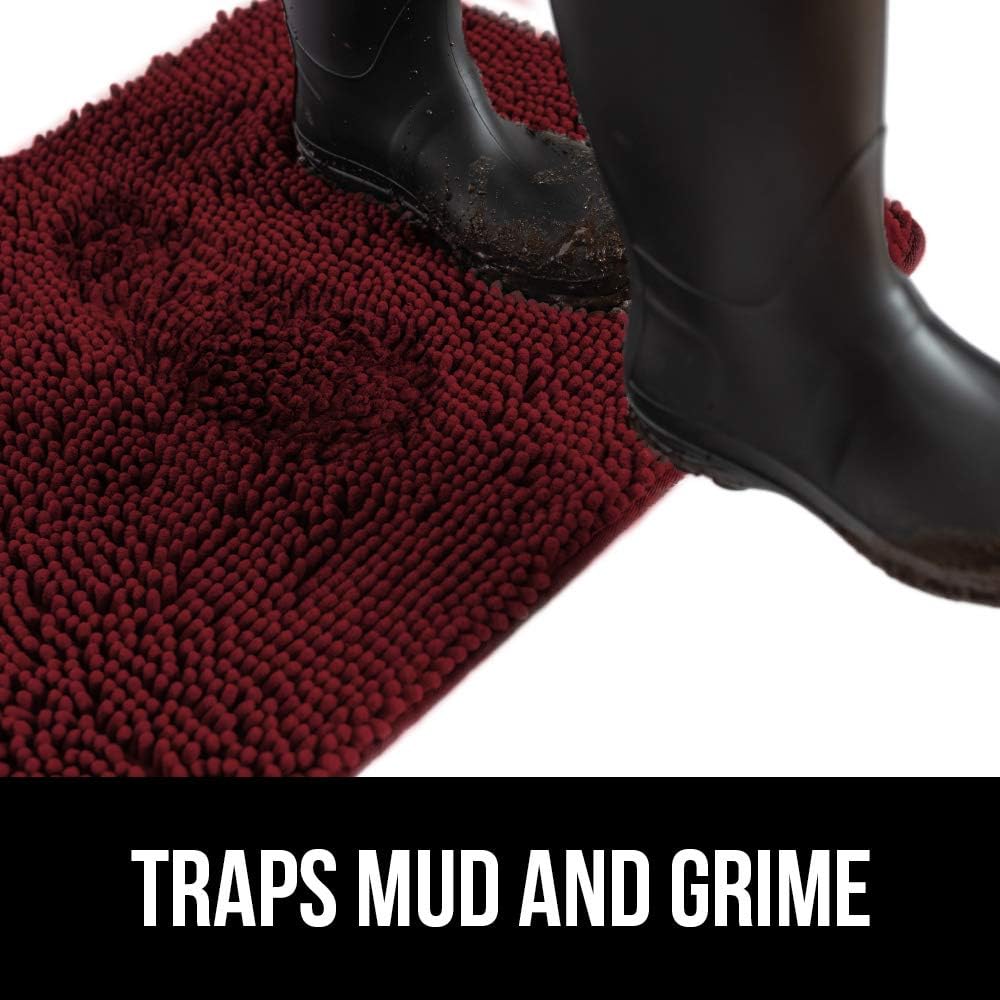 60% оƒƒ Dіѕсоunt Gorilla Grip Indoor Durable Chenille Doormat, 60x36, Soft Absorbent Mat, Machine Wash Inside Mats, Low-Profile Rug Doormats for Entry, Back Door Mud Room, Garage Floor, Home Décor Essentials, Burgundy