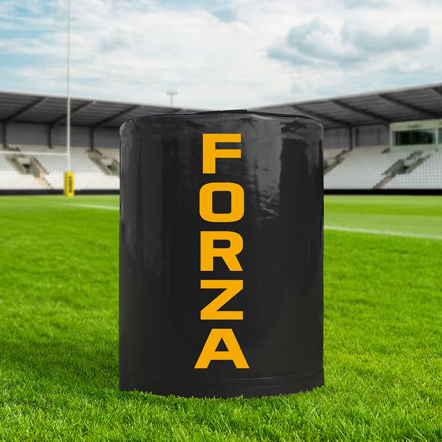FORZA Low Height Rugby Tackle Bag – Pro Model Rugby Training Tackle Pad with Shock Reducing Foam Core, 615gsm Reinforced Cover & Padded Handles – Junior to Senior Contact Practice Bag (Black, Senior)