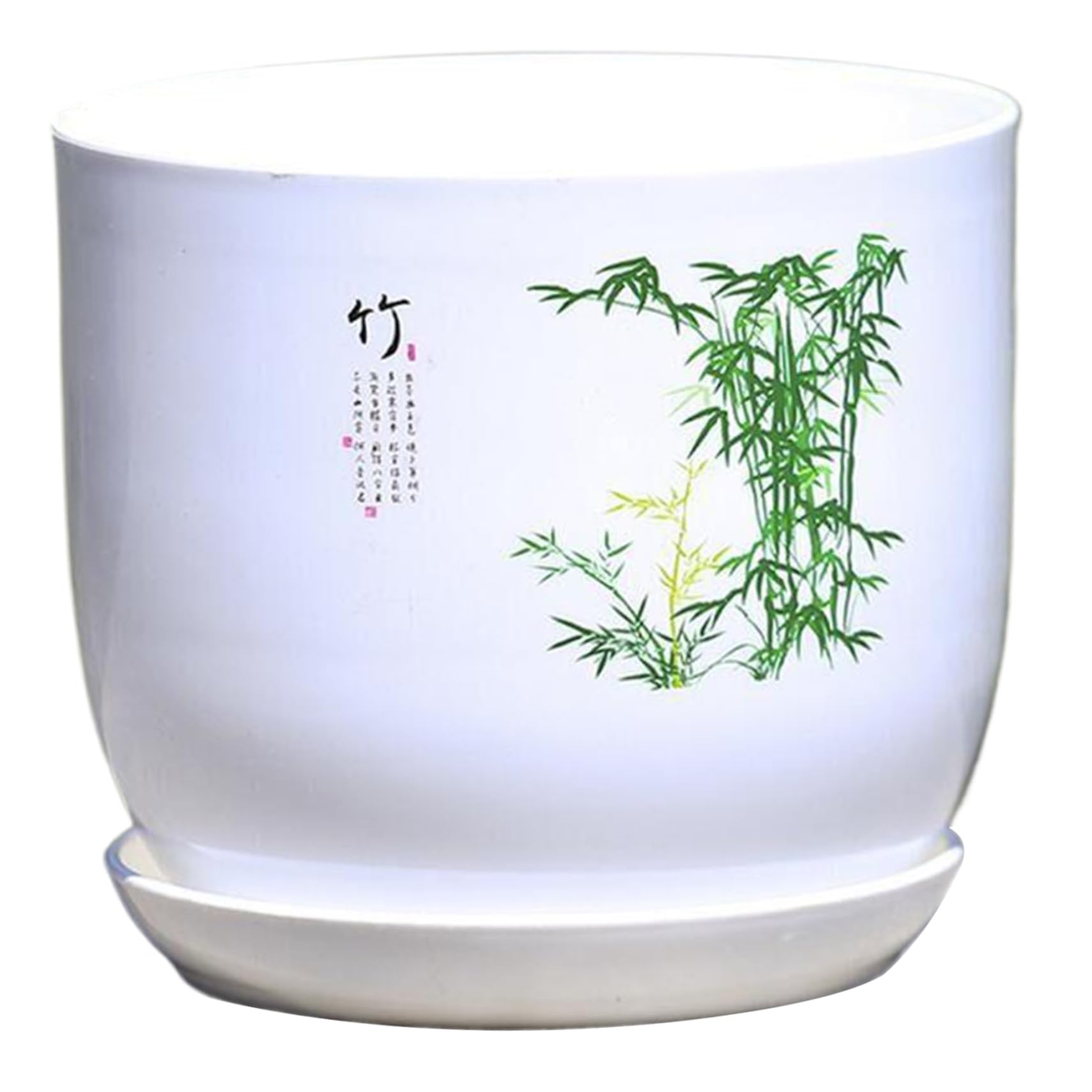 Wedhapy Flower Pot Planter for Indoor Plant 8.7x7.9x5.9'' Chinese Plant Pot with Saucer & Drainage Hole Resin Flower with Delicate Pattern for Home, Office Style 2