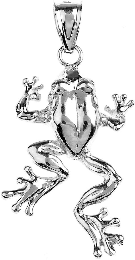 Claddagh Gold Polished .925 Sterling Silver Frog Animal Pendant Necklace, 16" - Image 2