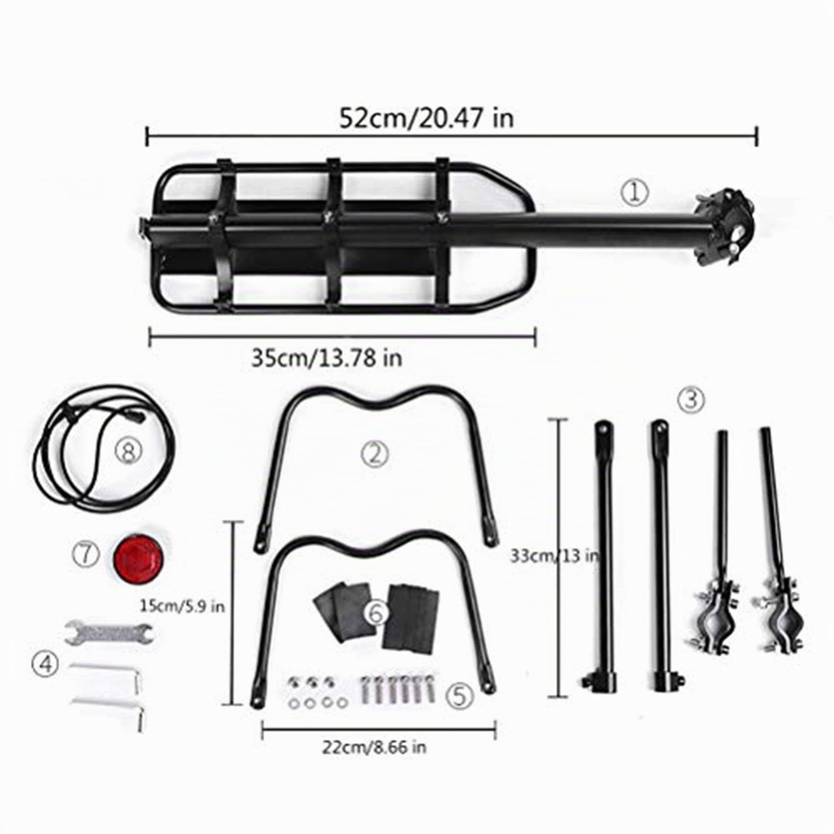 portapacchi/sedile posteriore per bicicletta, regolabile, accessorio per biciclette, portata: 50 kg