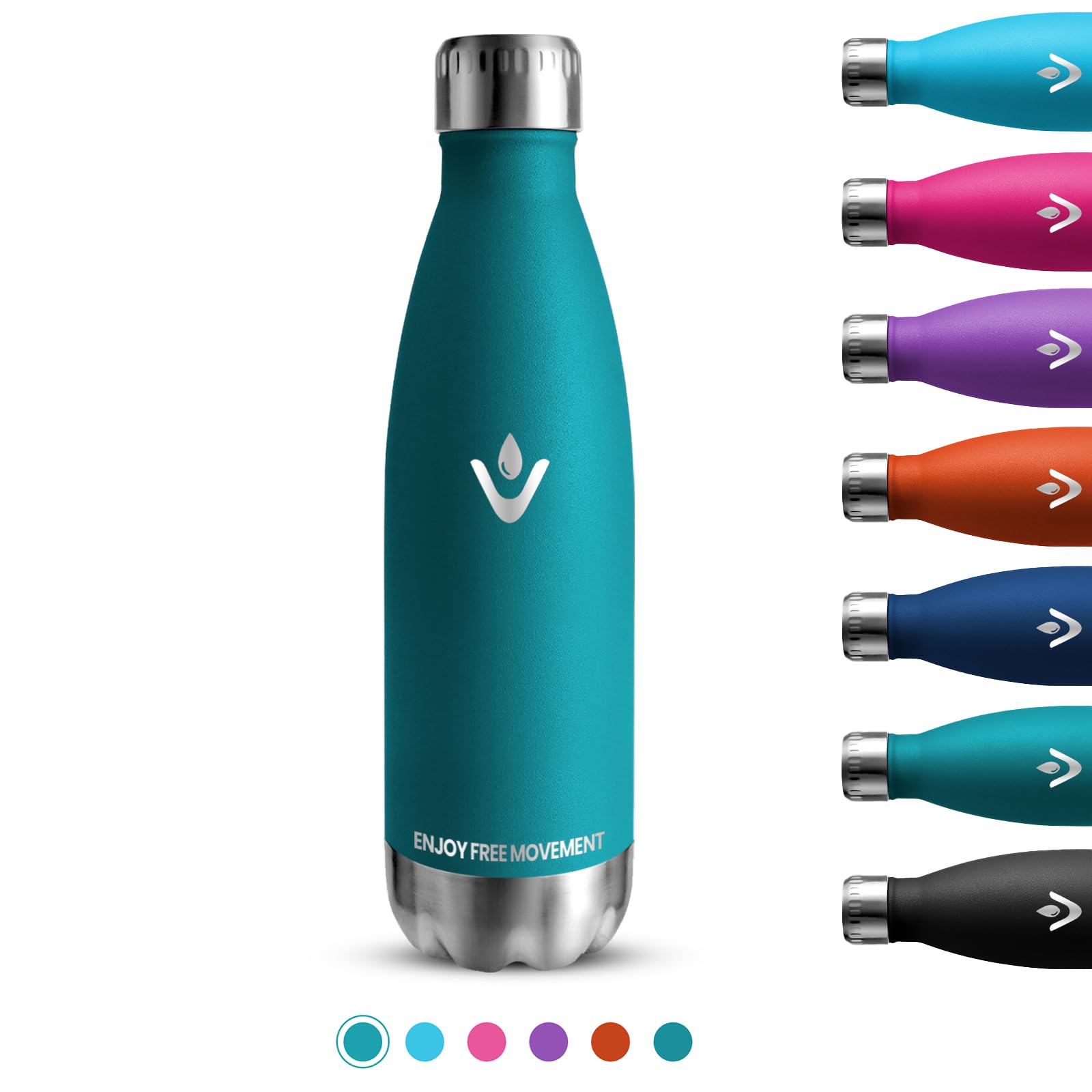 Thermos Flask 750ml Sports Bottle Leakproof Double Wall Insulated Metal Bottle BPA Free Reusable Easy Carry Water Bottle for School Office Outdoor Dark Green