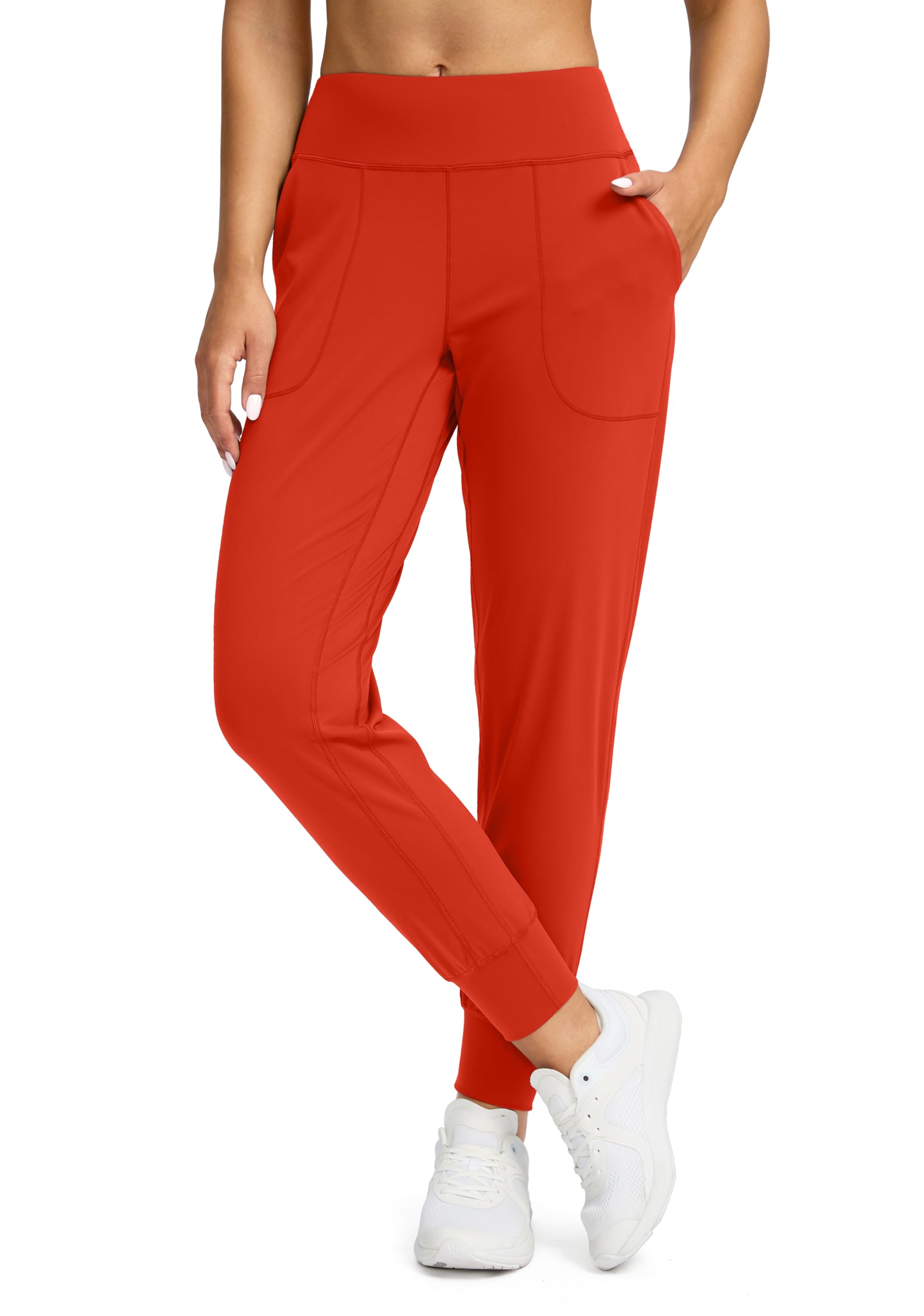 Soothfeel Women's Joggers with Zipper Pockets Petite/Regular/Tall High Waisted Athletic Workout Yoga Pants Joggers for Women