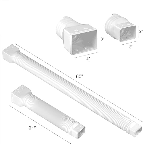 Miniatura 7 de YOTODY Extensiones flexibles de canaleta de lluvia, conector extensor de drenaje de 21 a 60 pulgadas, tornillos incluidos, color blanco