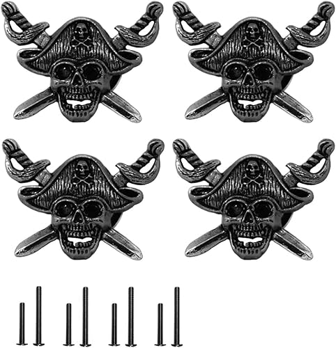 Miniatura 7 de Paxar Pomo de armario de calavera, 4 piezas, mango antiguo de un solo agujero para gabinete, cajón, armario, estantería, armario, zapato, mueble,