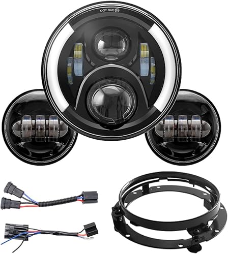 Miniatura 6 de Faro delantero LED de 5.75 pulgadas (14.61 cm) para Harley Davidson 883 Sportster Iron Dyna Street Bob, luz de conducción para motocicleta