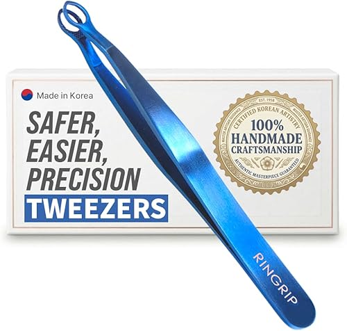 [Hecho a mano de alta calidad] Pinzas para el vello facial de las mujeres – Pinzas de punta redonda, pinzas para cejas, acero inoxidable de grado